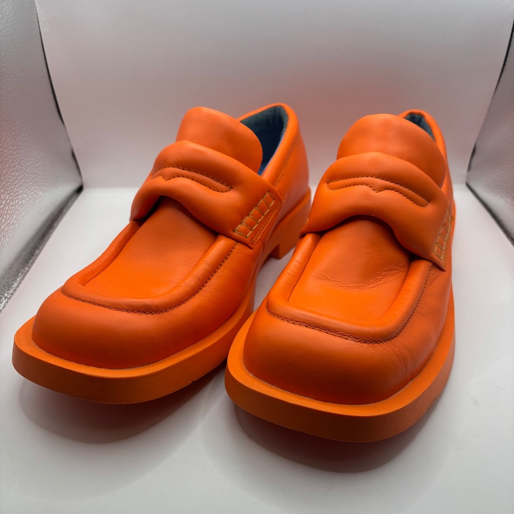 CamperLab Vamonos Loafers Mens 9 EU 42 Orange Leather Square Toe Chunky Shoes
